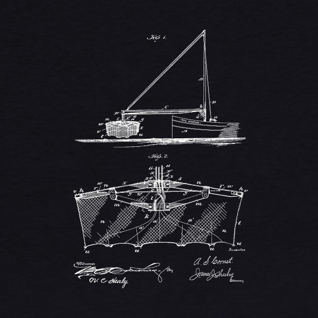 Fishing Net Vintage Patent Hand Drawing by TheYoungDesigns